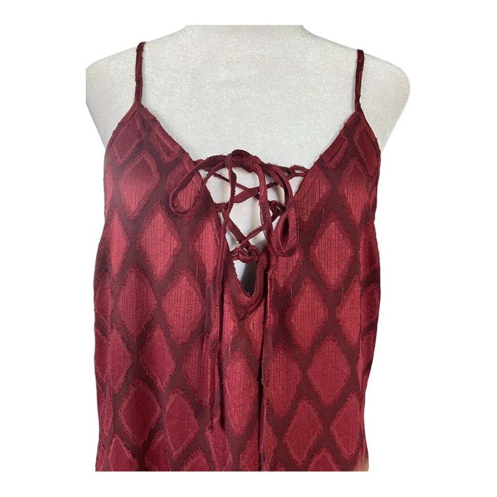 Band of the Free Lila Merlot Red Geometric Midi Slipdress New S - Picture 2 of 8